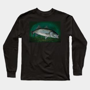 Striped Bass Fishing Art Print Long Sleeve T-Shirt